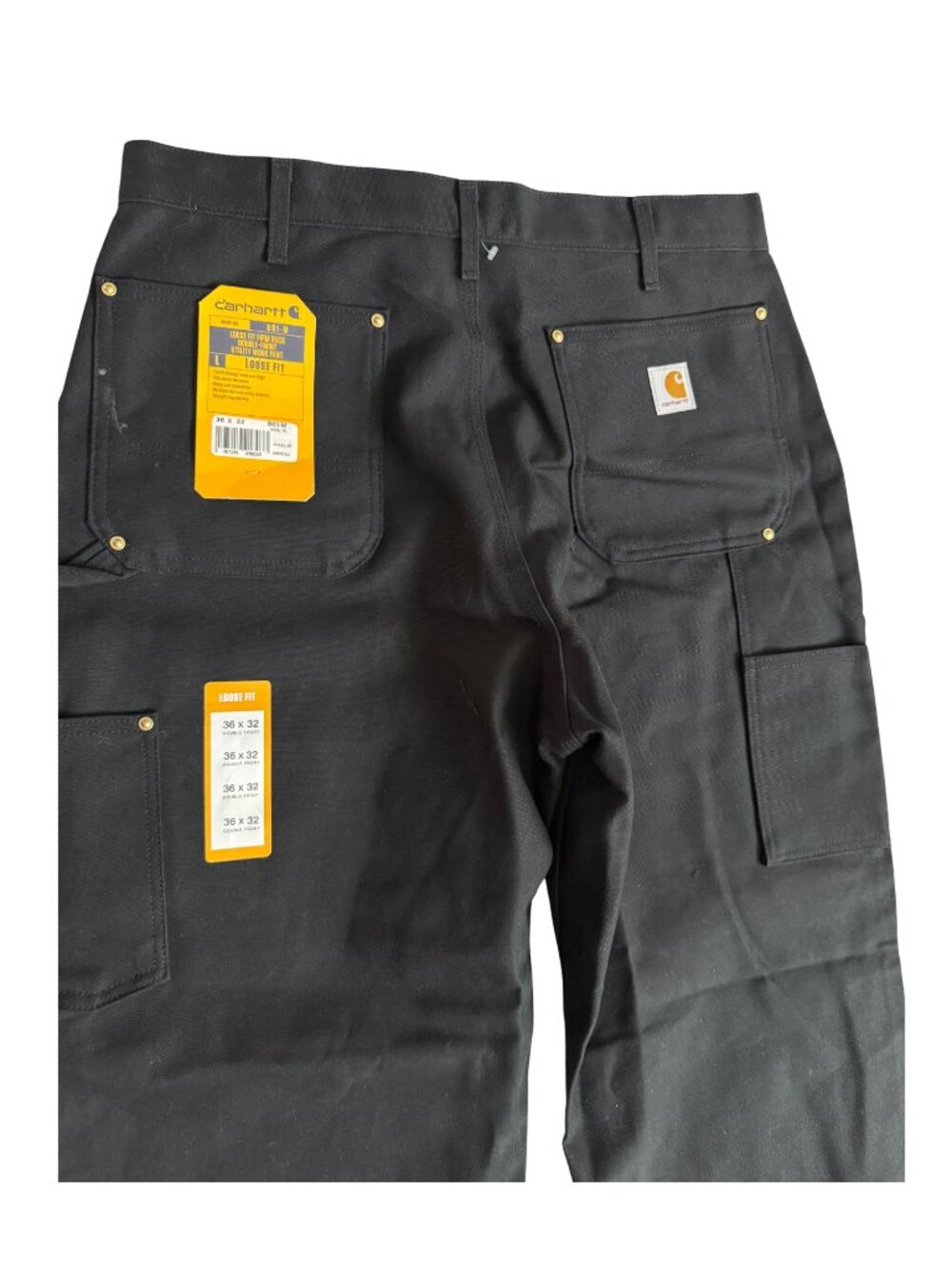 Carhartt B01 Firm Duck Double-Front work pants in black. - Picture 3 of 5